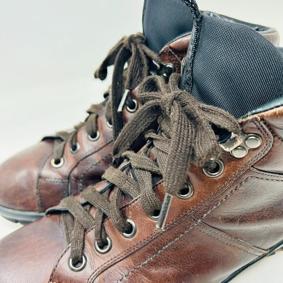 Prada Brown Sneakers with Distressed Leather and Rugged Sole - Picture 11 of 13